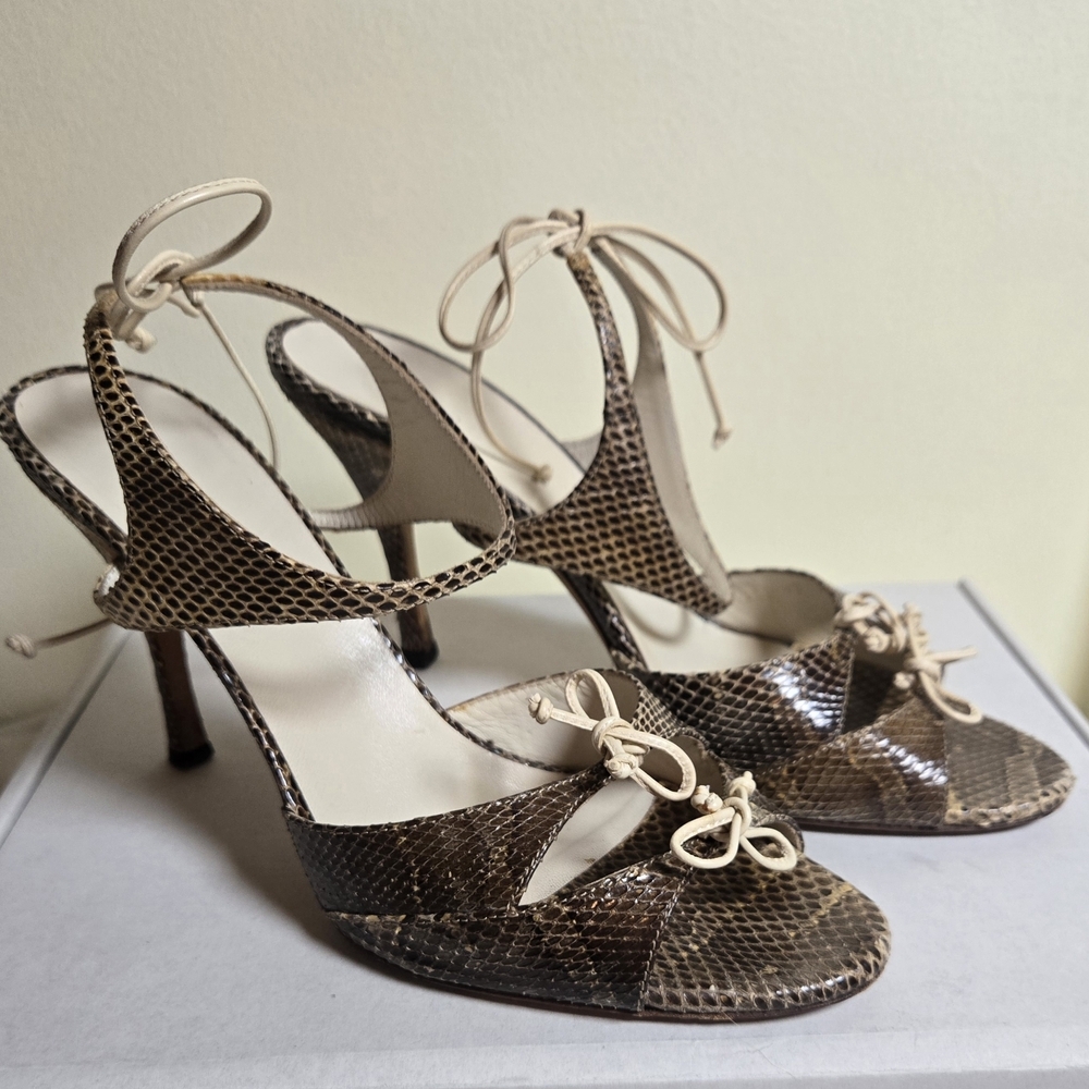 Elegant Brown Snakeskin Women's Heels